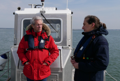 François Deluga, président du conseil de gestion, et Melina Roth, directrice du Parc naturel marin